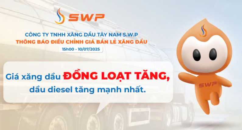Giá xăng dầu hôm nay 10/7/2025: Đồng loạt tăng, dầu diesel tăng mạnh nhất