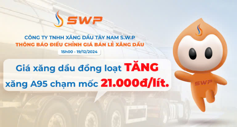 Giá xăng dầu hôm nay, ngày 19/12/2024: Xăng 95 tăng giá thêm 408 đồng/lít, lên trên 21.000 đồng/lít